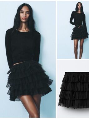 ZARA ~   Tulle ruffle Mini Skort